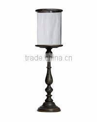 black metal and glass hurricane candle holder