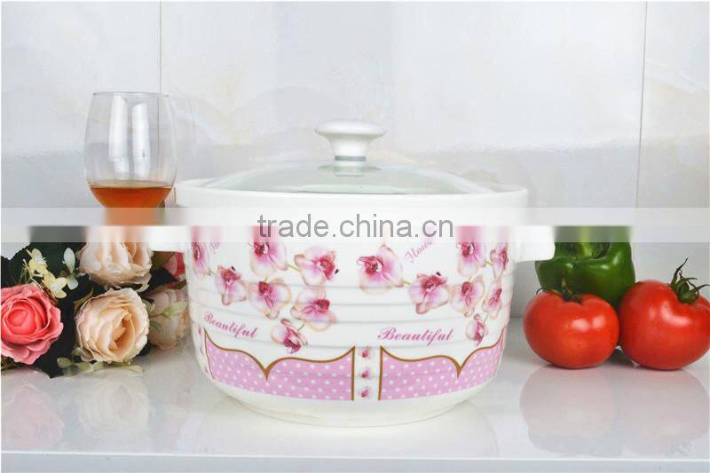 9" Porcelain microwave pot with glass lid