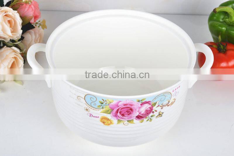 8"Porcelain pot suitable for microwave with glass lid