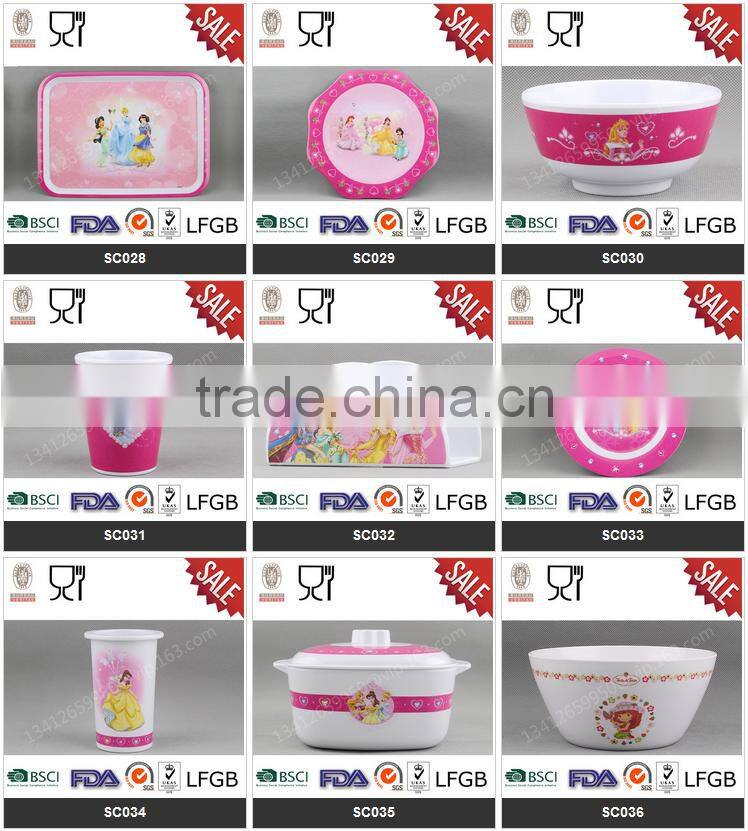 Round cheap factory 100% melamine kids children dinner bowl with customized printing