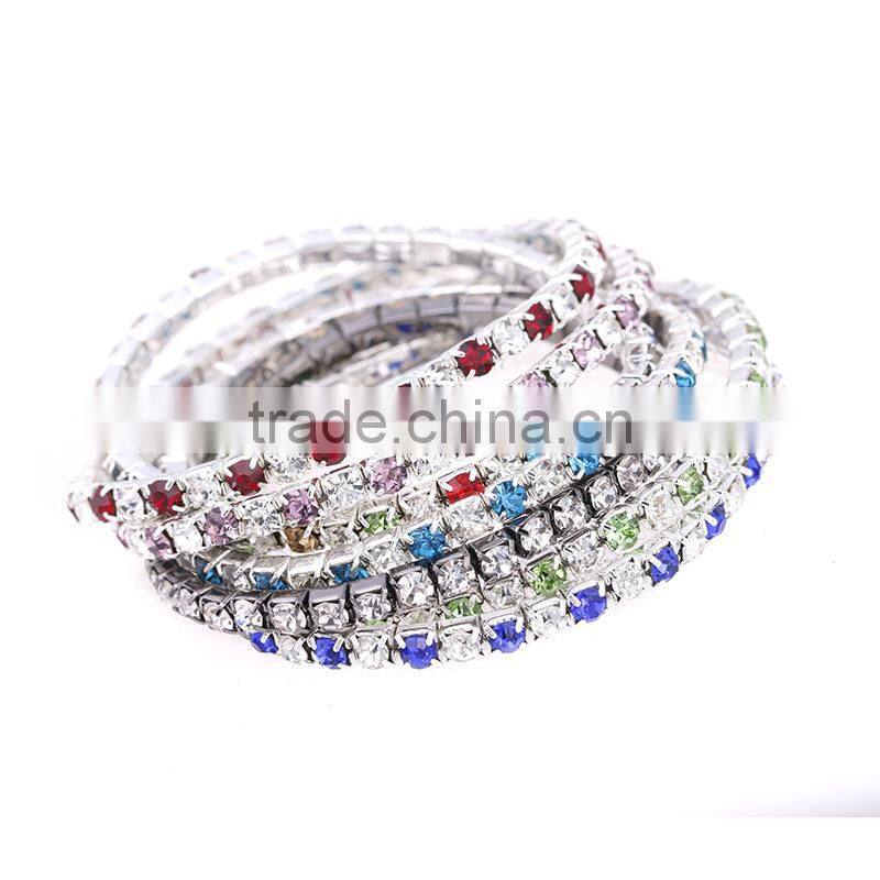 stretch colorful sparkly rhinestone chain bracelet