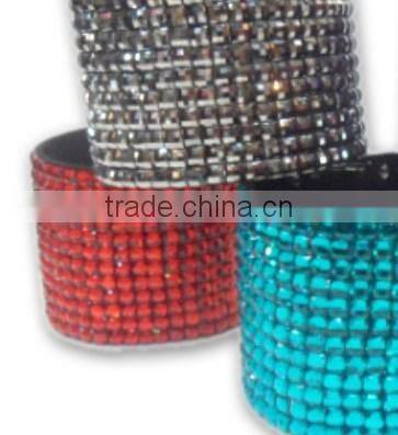Acrylic Gem/Rhinesone Bracelet with Zinc alloy locking part, Hot Sale Gift Leather with Crystal Gem Decoration
