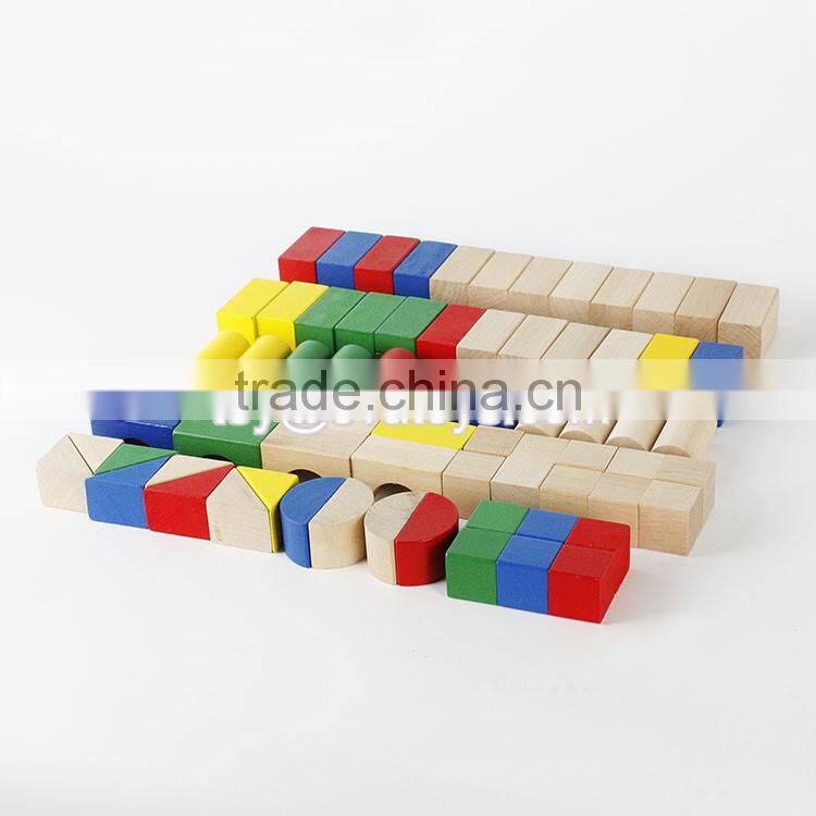 Colorful 80 pieces kids wooden toy connecting building blocks best sale children wooden intelligence building blocks W13A137