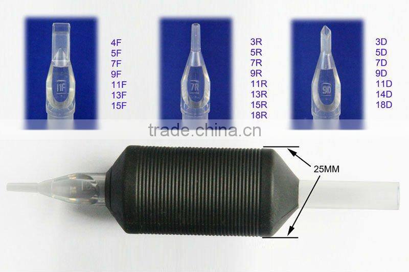 20PCS Prime Tattoo Tube - 1" Black Sterile Disposable Tattoo Grips with Clear Tip