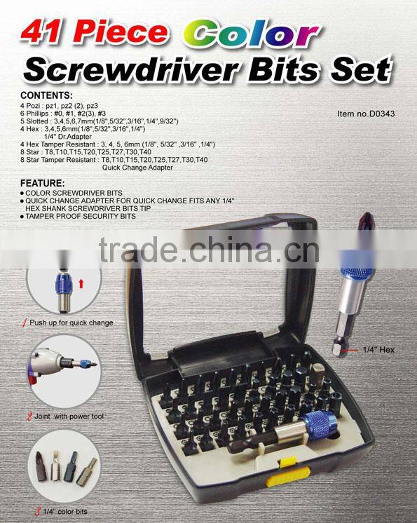 41 Piece Color Screwdriver Bits Set