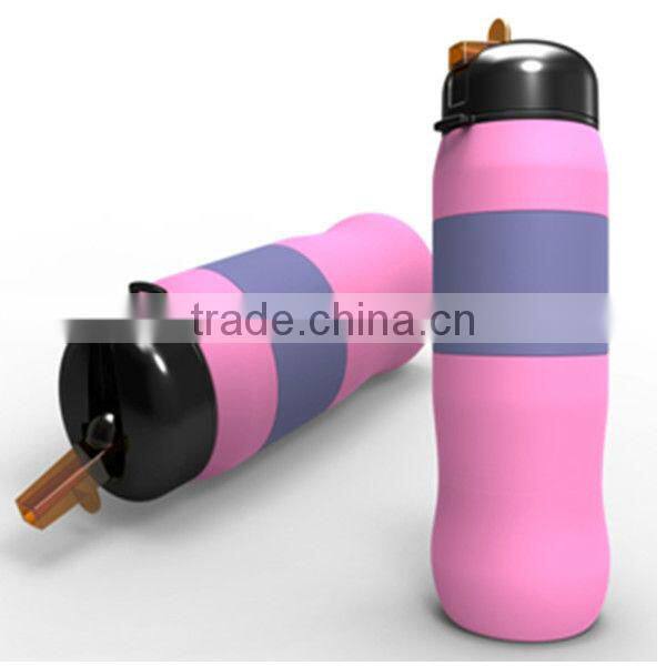 Eco-friendly soft silicone refillable water bottle