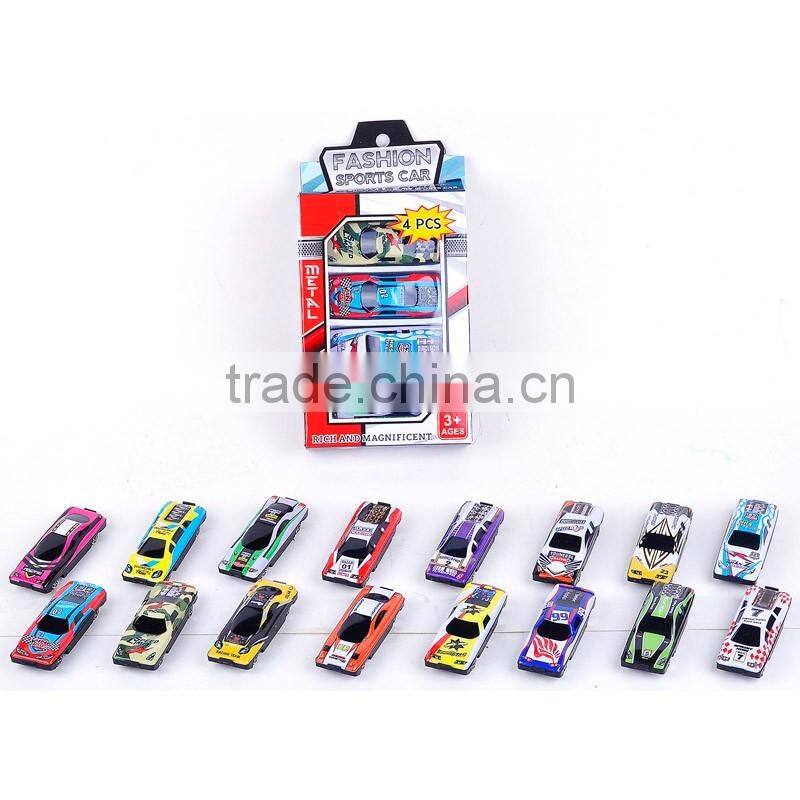 Fashion Sports Car toy in various colors and designs, 4pcs a set for your kids