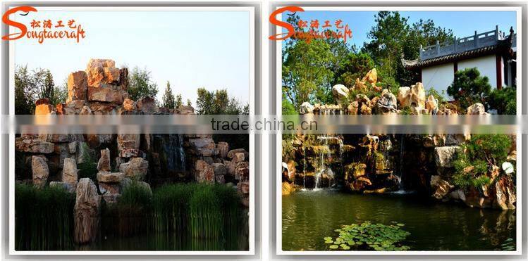 Factory design large outdoor artificial fiberglass decoration waterfall rocks for gardens