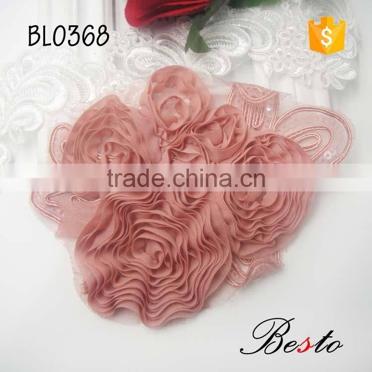 NEW colorful sew on handmade fabric flower trim baby flower applique