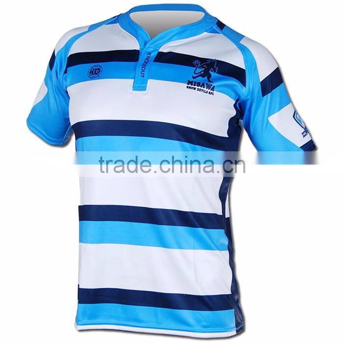 Quick dry rugby shirts, sublimation made rugby uniform