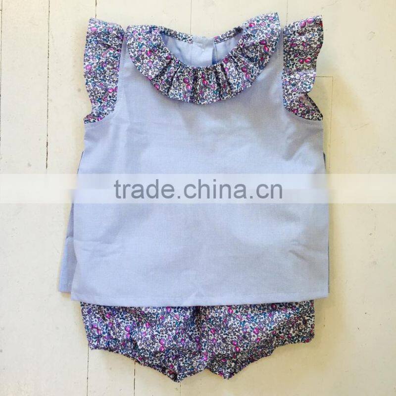 New arrival wholesale floral baby clothes two pieces romper toddler clothing clothes set