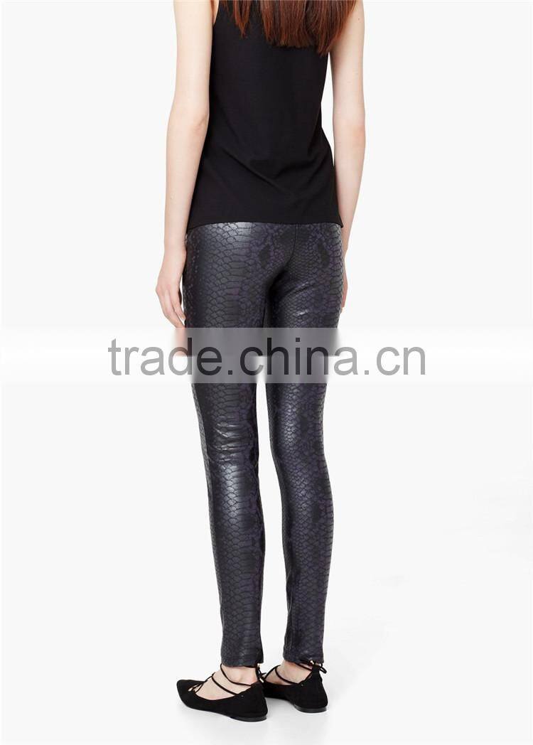 Ladies black faux leather leggings casual trousers