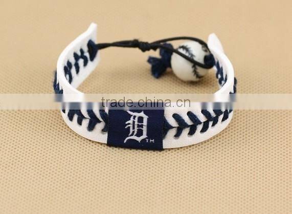 U.S. Major League Baseball leather braided bracelet, baseball sports leather bracelet,custom logo leather bracelet for promotion
