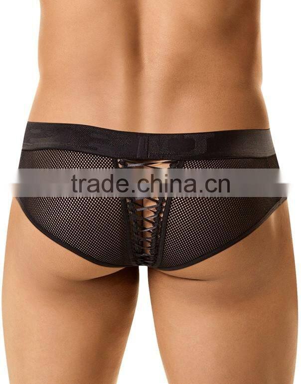 Cheap Price Manufacturer Black Mesh Mens Briefs With Custom Band Sexy Underwear Brands 2016