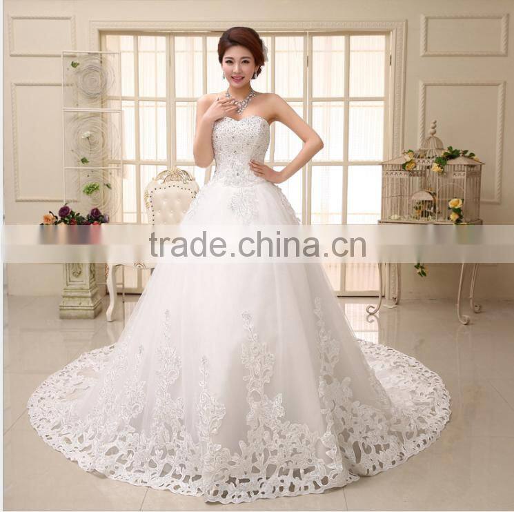 Wholesale Bridal Wedding Dress 2016 New Korean Version Sweet Elegant Princess Tail Wedding