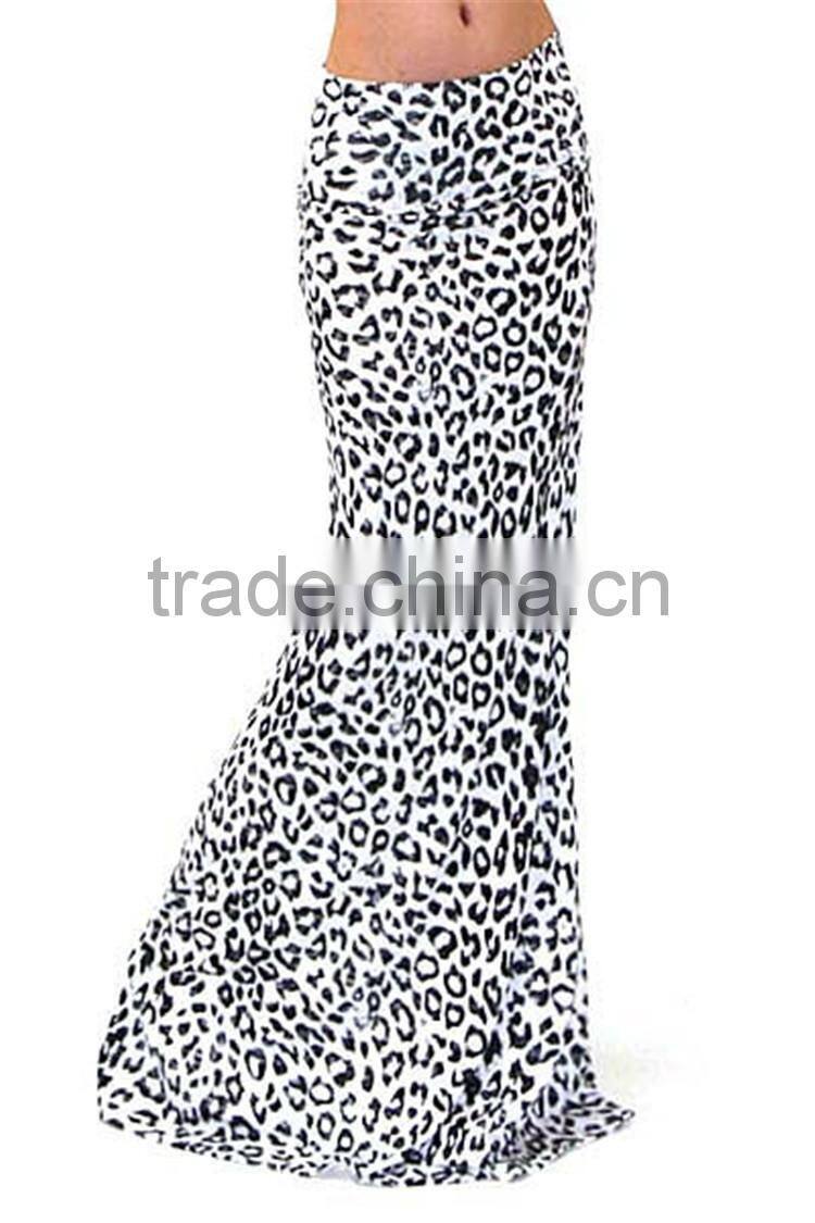 MGOO Elegant Leopard Print Maxi Skirt For Women Sublimation Sexy Long Skirt Knitted Stretch Muslim Skirts
