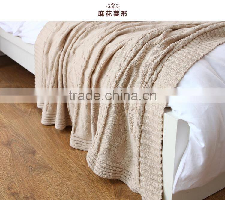 cozy design big sized wool cable knit blanket