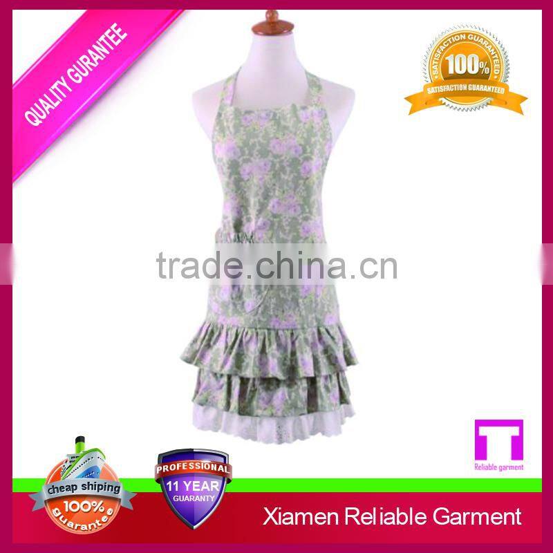 Hot sale flower printing ruffle cute aprons for sale/wholesale masonic aprons