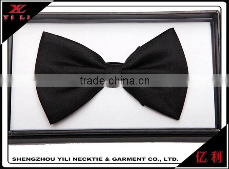 Solid Black Color Mens Bow Ties For Meeting Working