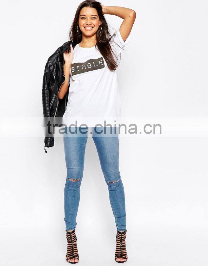 New collection simple design print letter fashion T-shirt for lady