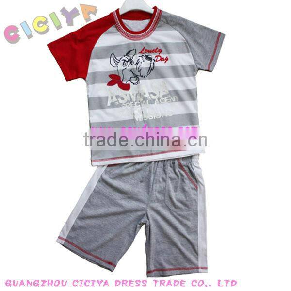 Kid's summer pajamas with bermuda design boy's 100%cotton pajamas