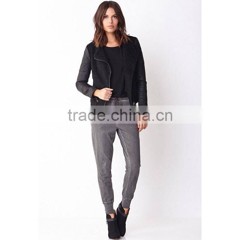 latest ladies stone washed disressed sportswear gym loose pants/trousers