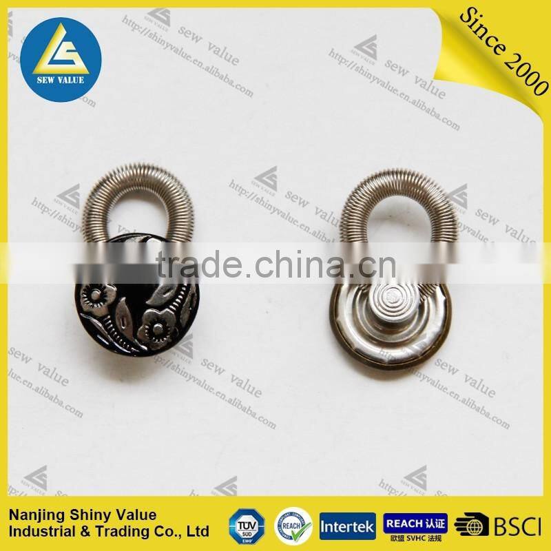 Removable metal denim jeans extenders with elastic in the spring to make higher tension