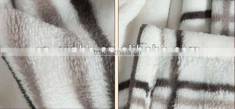 Scotland Style Grid Printed Microfiber Coral Fleece Blanket For Five-star Hotel