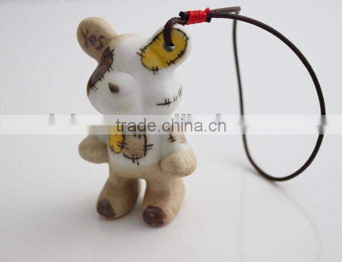 'Patch Bear' Promotion Gifts for Decorations Accessory,China Novelty Ceramic Mobile Charms,Promotional Mobile Phone Pendant