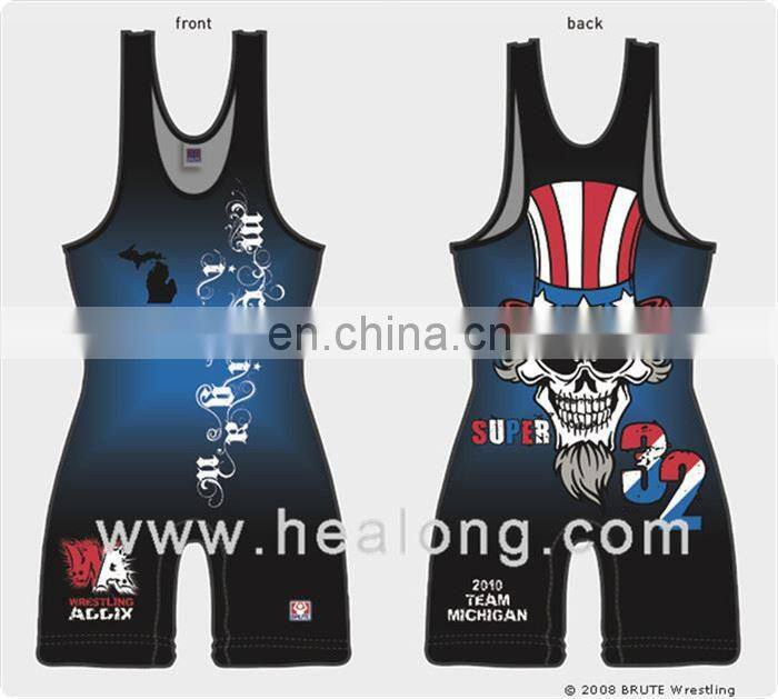 Healong Dye-Sublimation Printing 2014 Wrestling Jersey No Name