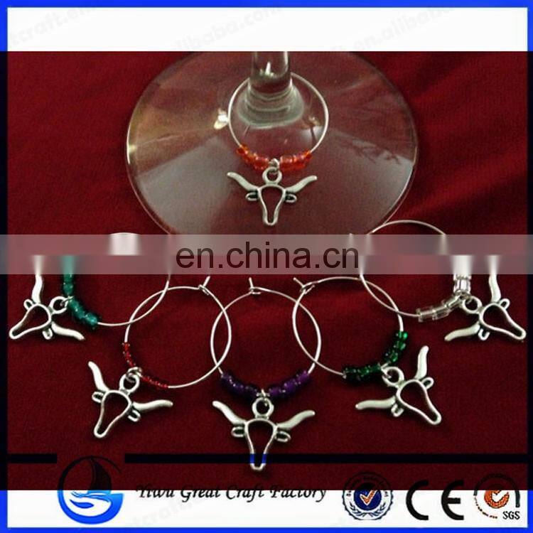 Christmas Wine Glass Charms - Clear Quartz with Festive Red and Silver Beads