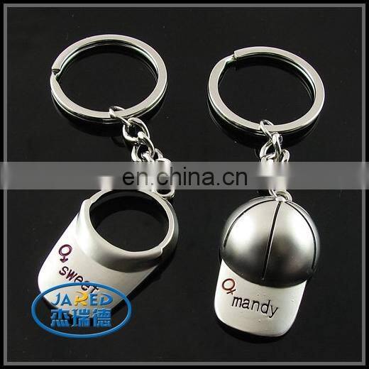 A Pair of Mini Cap Decorations Metal Crafts Silver Pendant Keychain