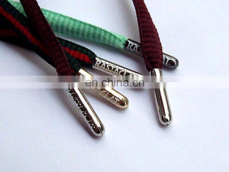 gold/gun metal /silver metal aglet custom engraved/printed logo metal lace aglet shoelace tips for wearshirt