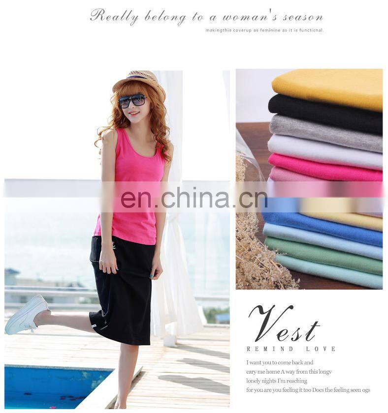 Women's Casual Solid U O-Neck T Shape Basic workout fitness Custom logo Cotton Tank Top
