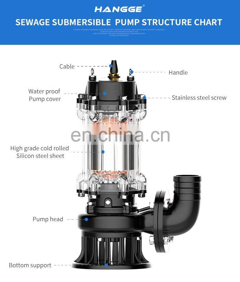 wqd sewage sewage pumping single phase high flow 12 volt Submersible water Pump