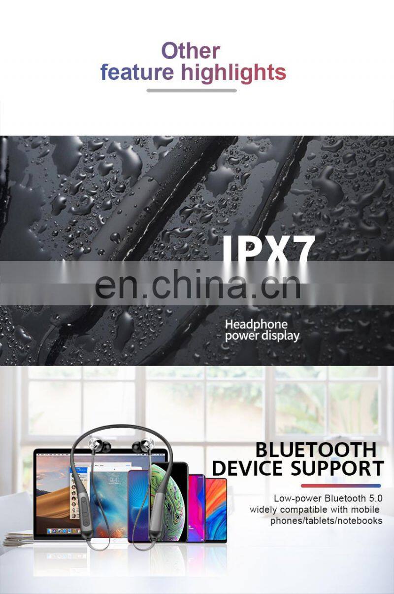 IPX7 Waterproof Magnetic Sports Wireless Earphone super Bass Stereo wireless neck Band Wireless Headphone