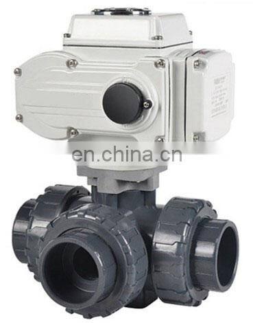 3 three way motorized pvc ball valve with electric actuator 220V 380V 24V valve pvc 3 way pvc valve