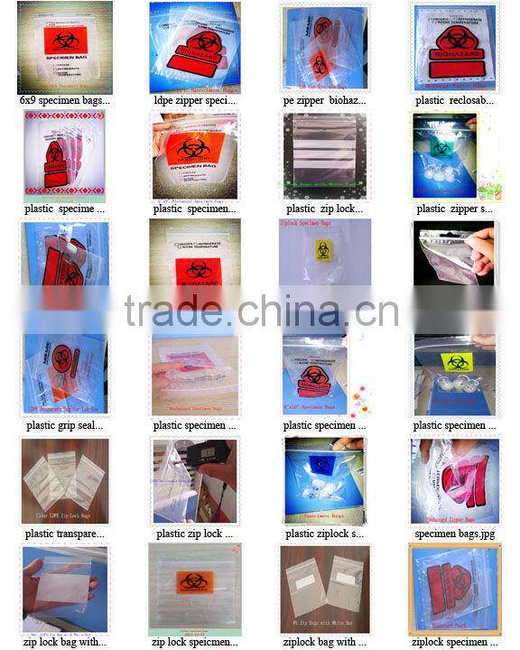 Custom Printed Specimen Transport Grip Seal Plastic Bags