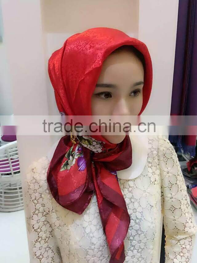 new style satin silk muslem square scarf