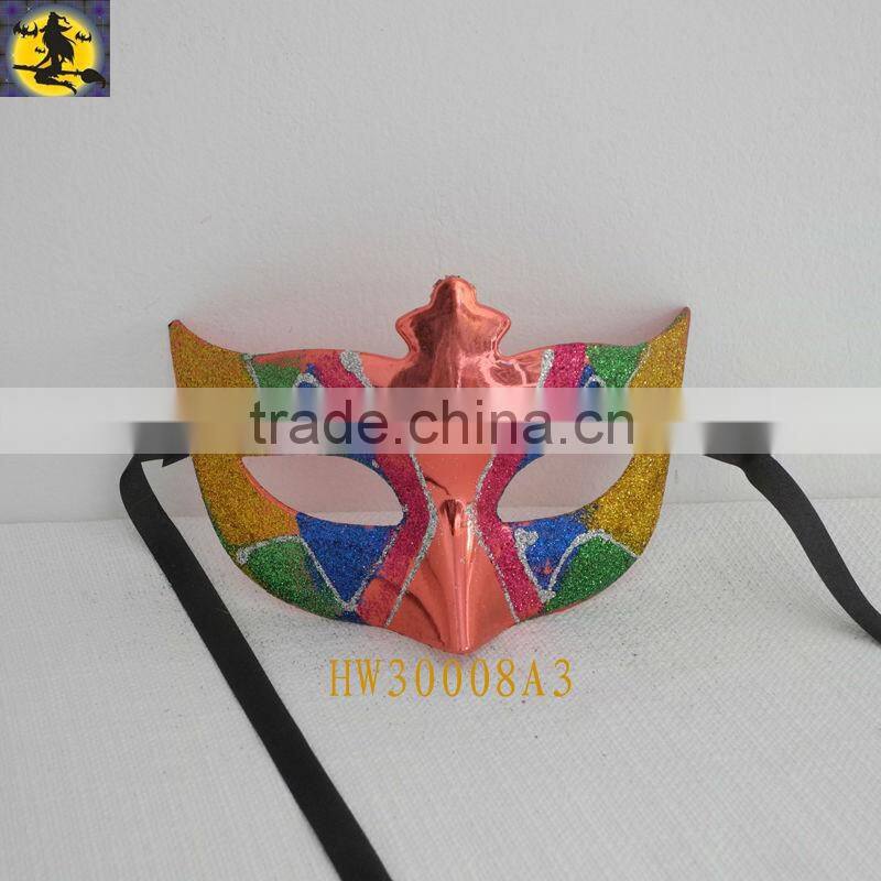 Black Plastic Halloween Eye Mask with Beeds Decoration