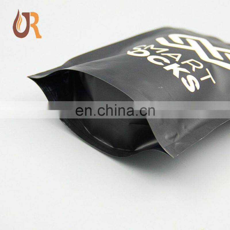 Custom printed food aluminum foil zipper black matte packaging bags for coffee tea powder