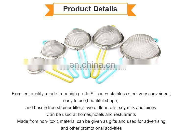 Best Selling Silicone Handle Stainless Steel Strainer Filter