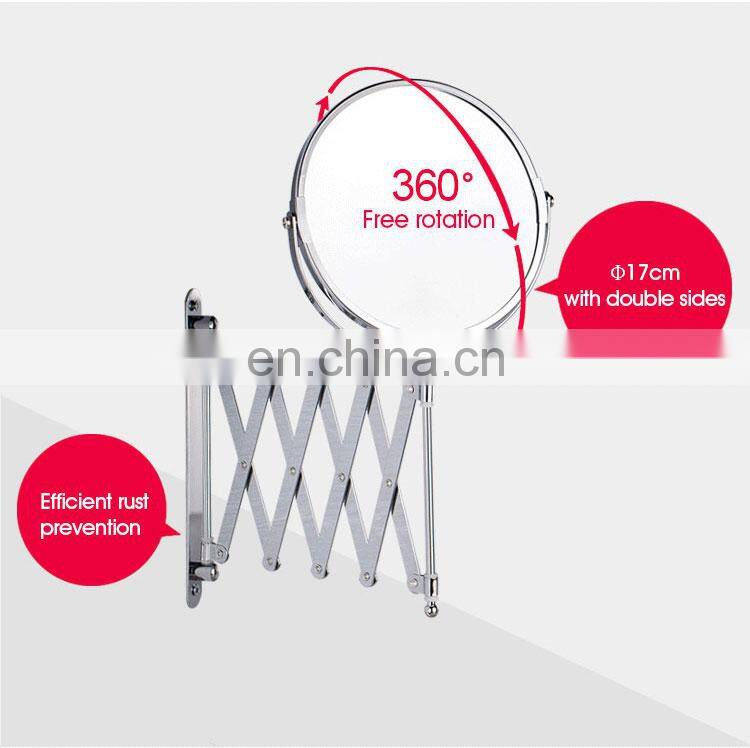 wall mounted extended folding double side bathroom makeup mirror