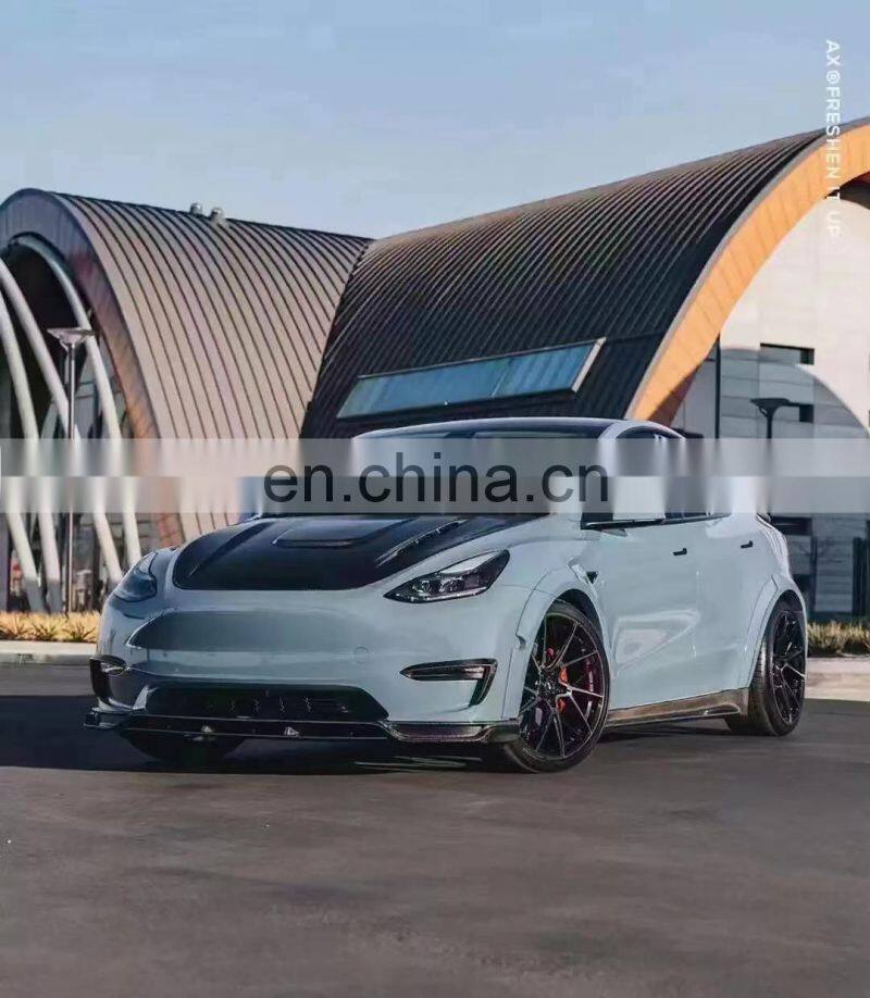 Runde Carbon Fiber Material For Tesla Model Y CMST Style Body Kit Hood Front Lip Side Skirts Rear Lip Spoiler