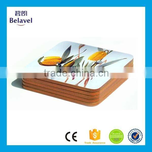 Wholesale souvenir cork mat printing custom square mdf coaster