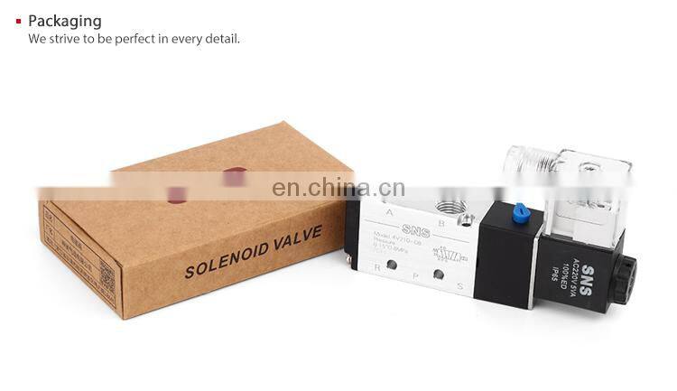 SNS pneumatic air 4V210-08 5/2 port single coil control internal pilot type electric solenoid valve with AC/DC 12V 24V 220V