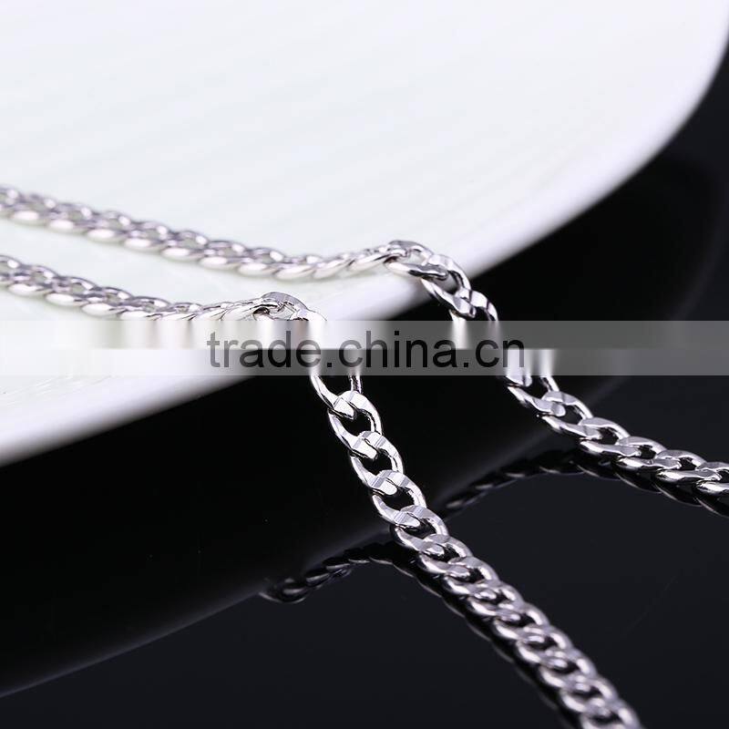Yiwu Wholesale Fashion Rhodium Plated Different Types Curb Chain Of Necklace