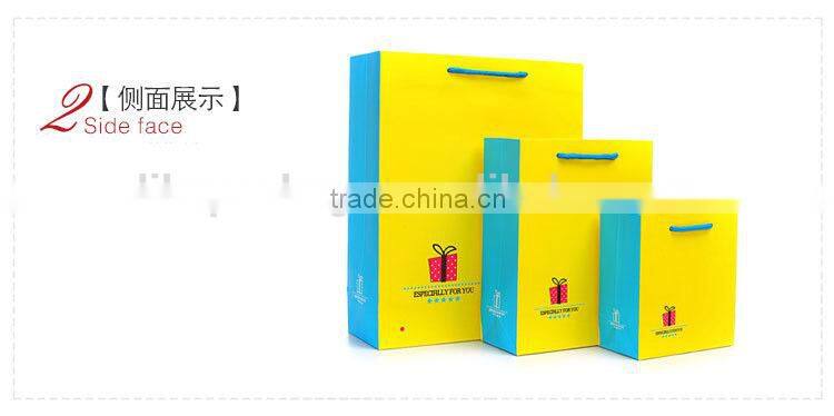 bright yellow color fancy paper shopping bag