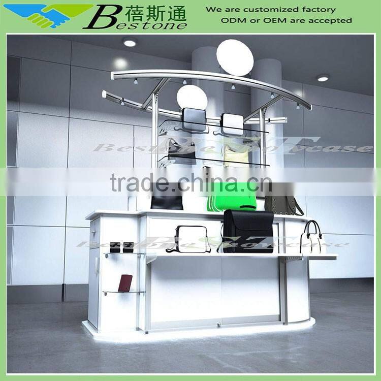 Custom retail merchandising unit for bag, retail handbag display rack