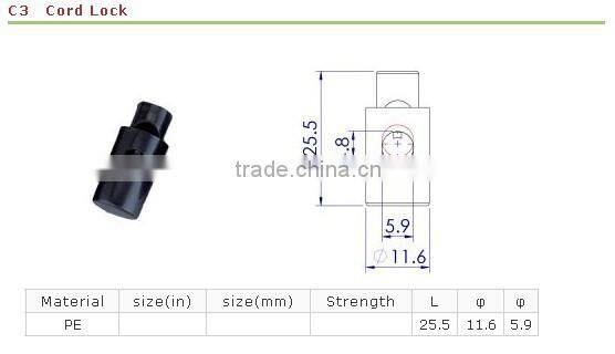 Plastic Cord Stopper Barrel Cord Lock for apparel accessories